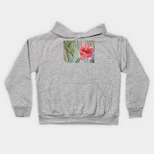 watercolor poppy Kids Hoodie